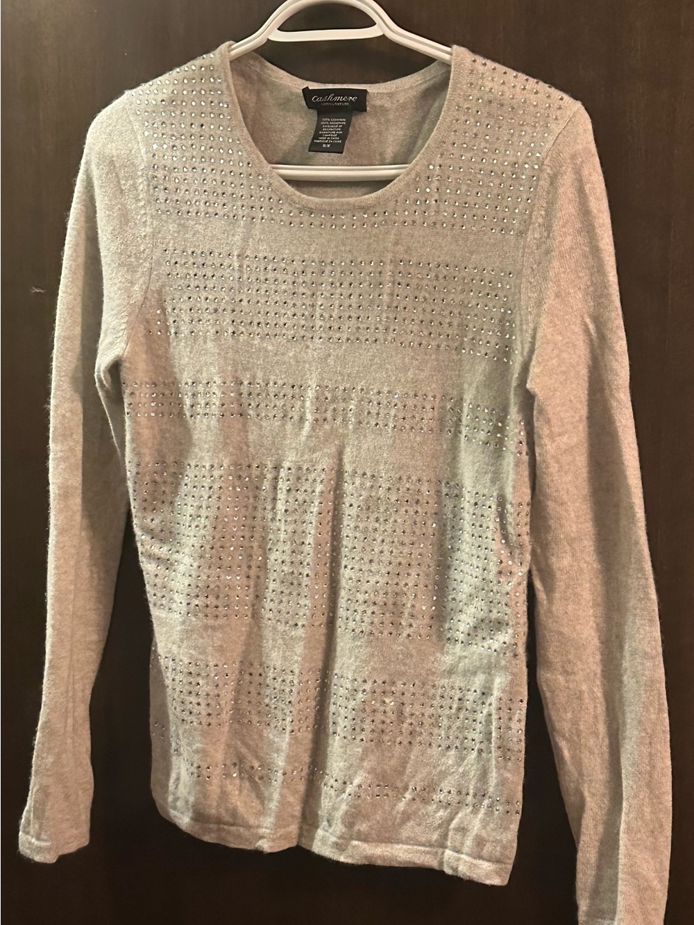 Women's Lord And Taylor Light Beige Studded Sweater